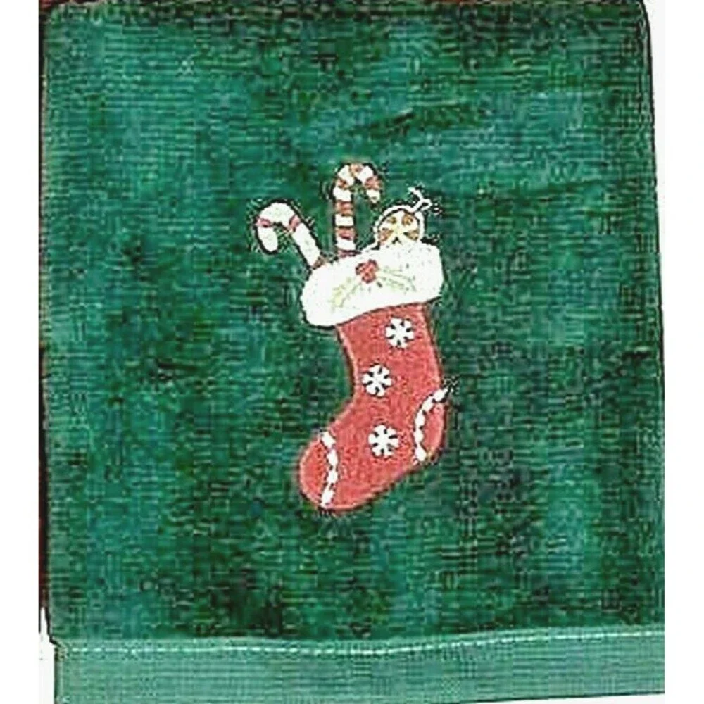 Christmas Fingertip Towels Set of 4 Embroidered Santa Stocking Penguin HoHoHo